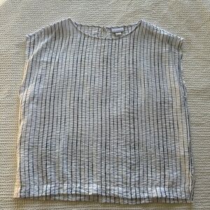 Liz Claiborne Blue and White Striped Blouse size large